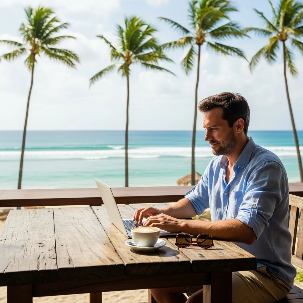 Running your business from a beachside cafe